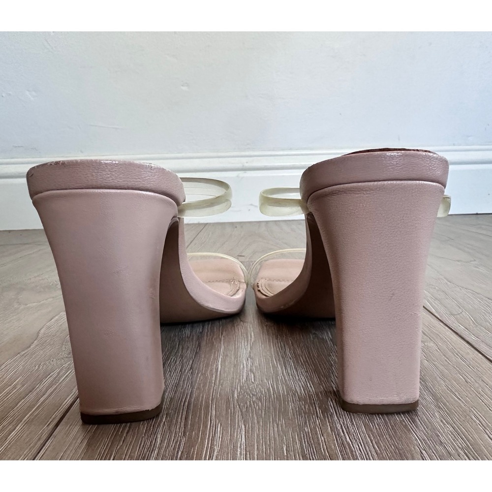 Steven by Steve Madden Blush Nude Clear Strap Block Heel Sandals Square Toe 7.5 - Picture 4 of 6